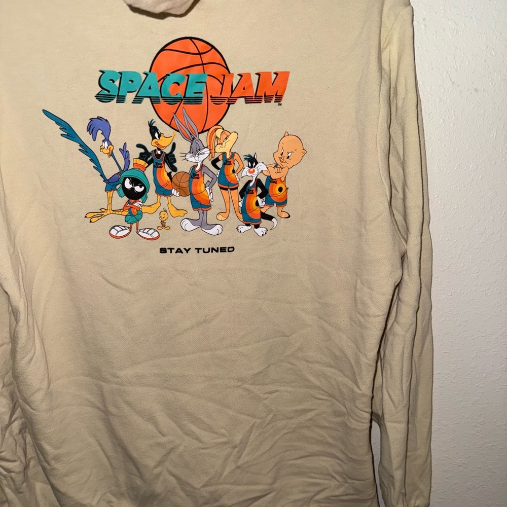 🏖️10 items for $20☀️ Space Jam Cream Hoodie with Cartoon Graphic| size XXL - Picture 6 of 7